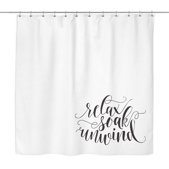 relax soak unwind shower curtain