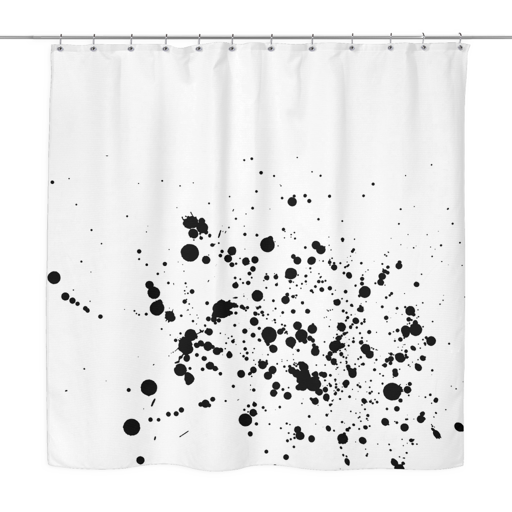 black paint splatter shower curtain