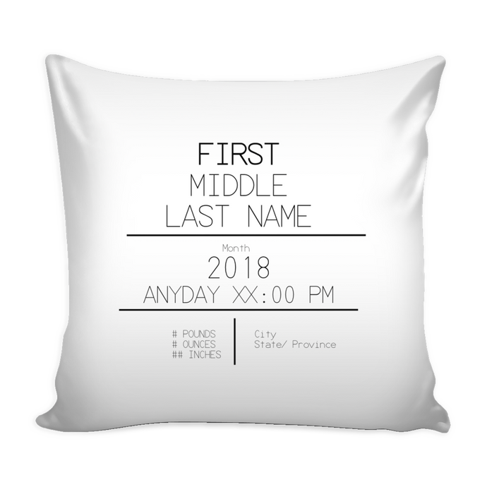 custom birth stat pillow cover