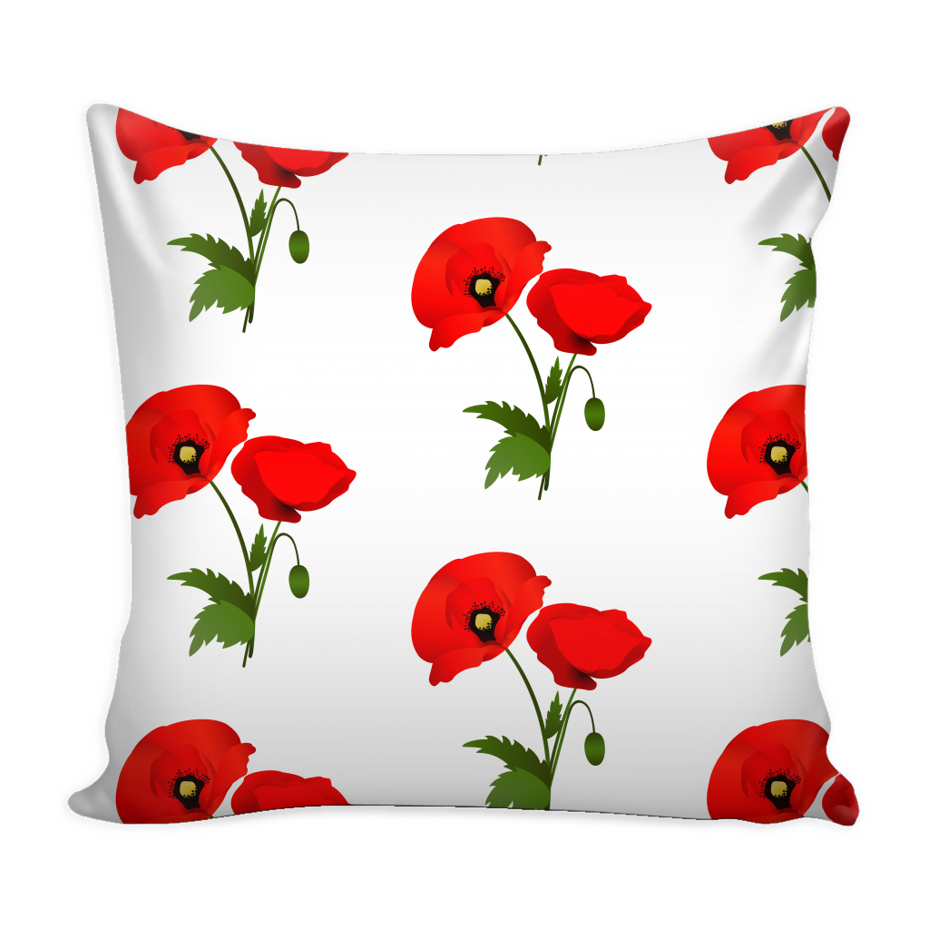 red poppy pillow cover