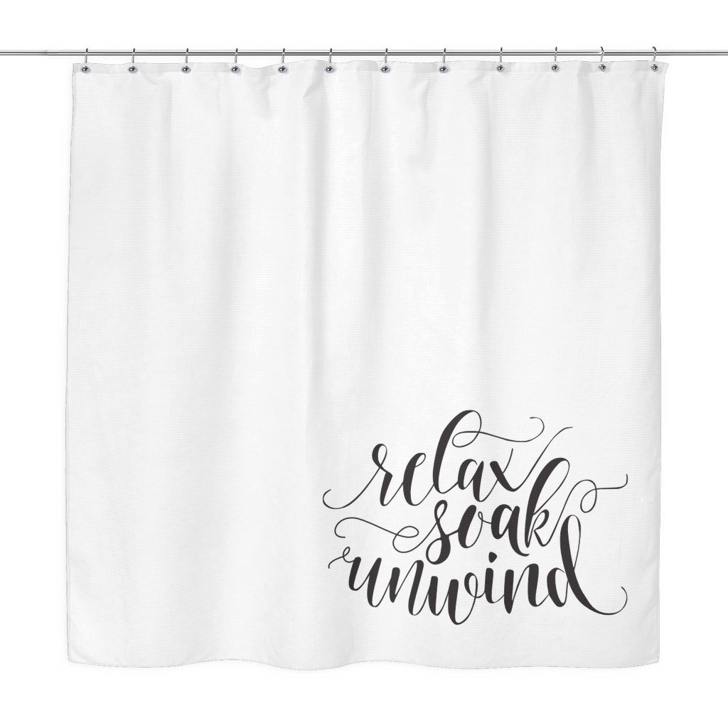 relax soak unwind shower curtain