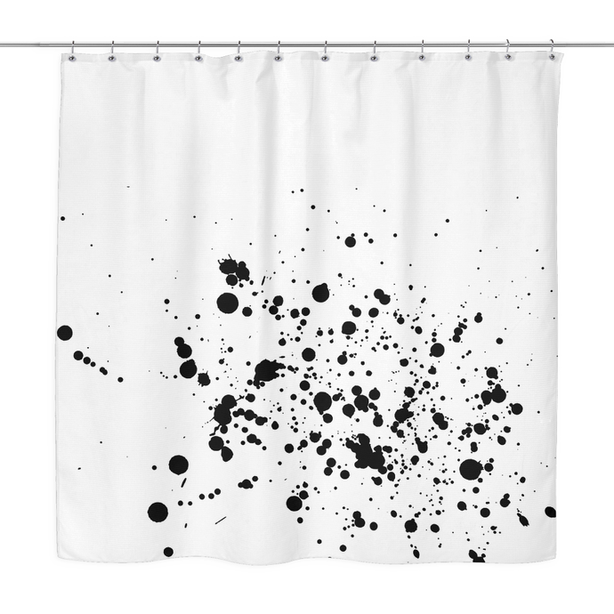 black paint splatter shower curtain