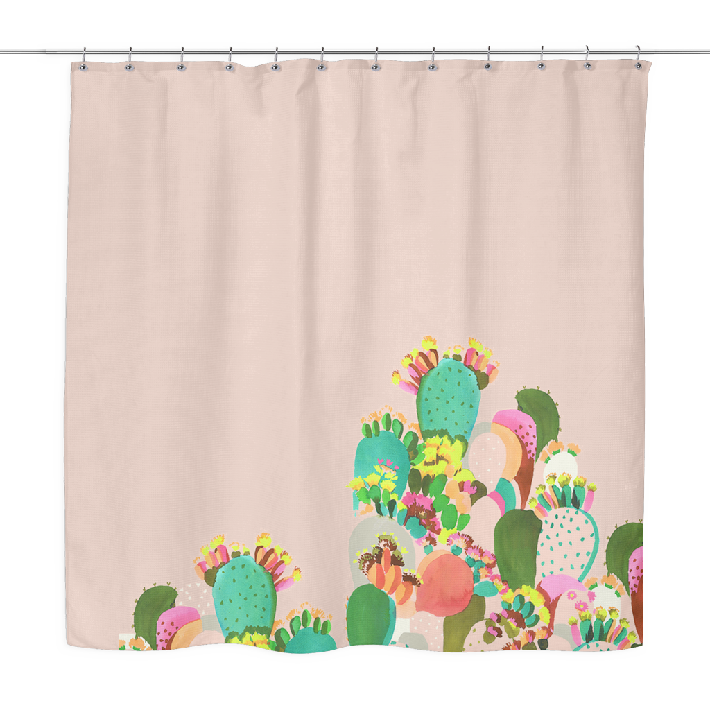 tropical cacti shower curtain