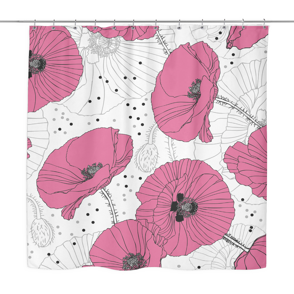 delicate pink poppy shower curtain