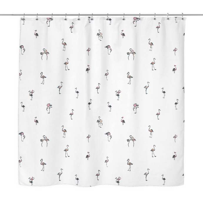 flamingo print shower curtain