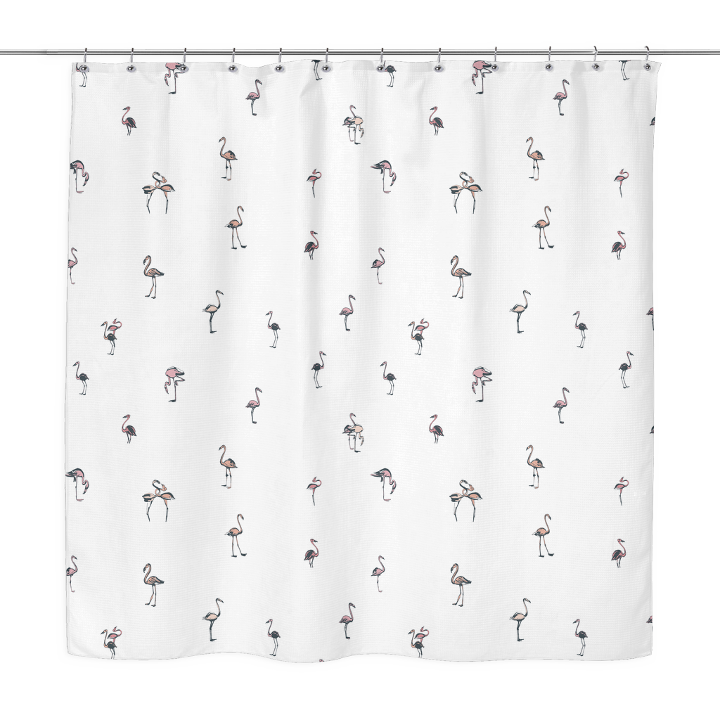 flamingo print shower curtain