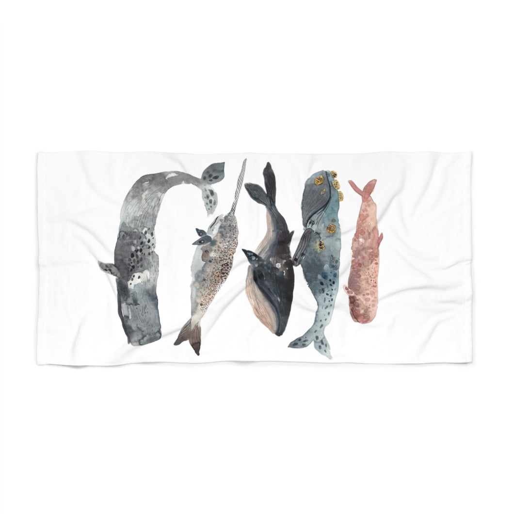 whales beach towel