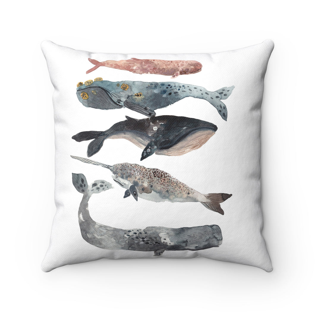 stacked whale throw pillow