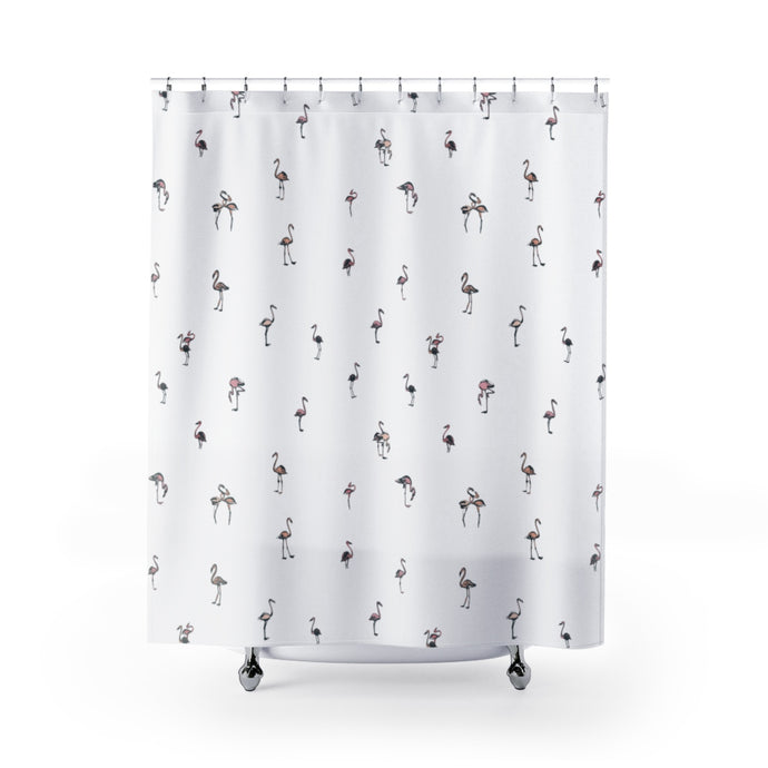 flamingo print shower curtain 74