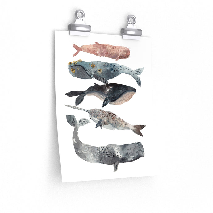 stacked whales art print