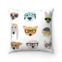 hipster dog faux suede pillow