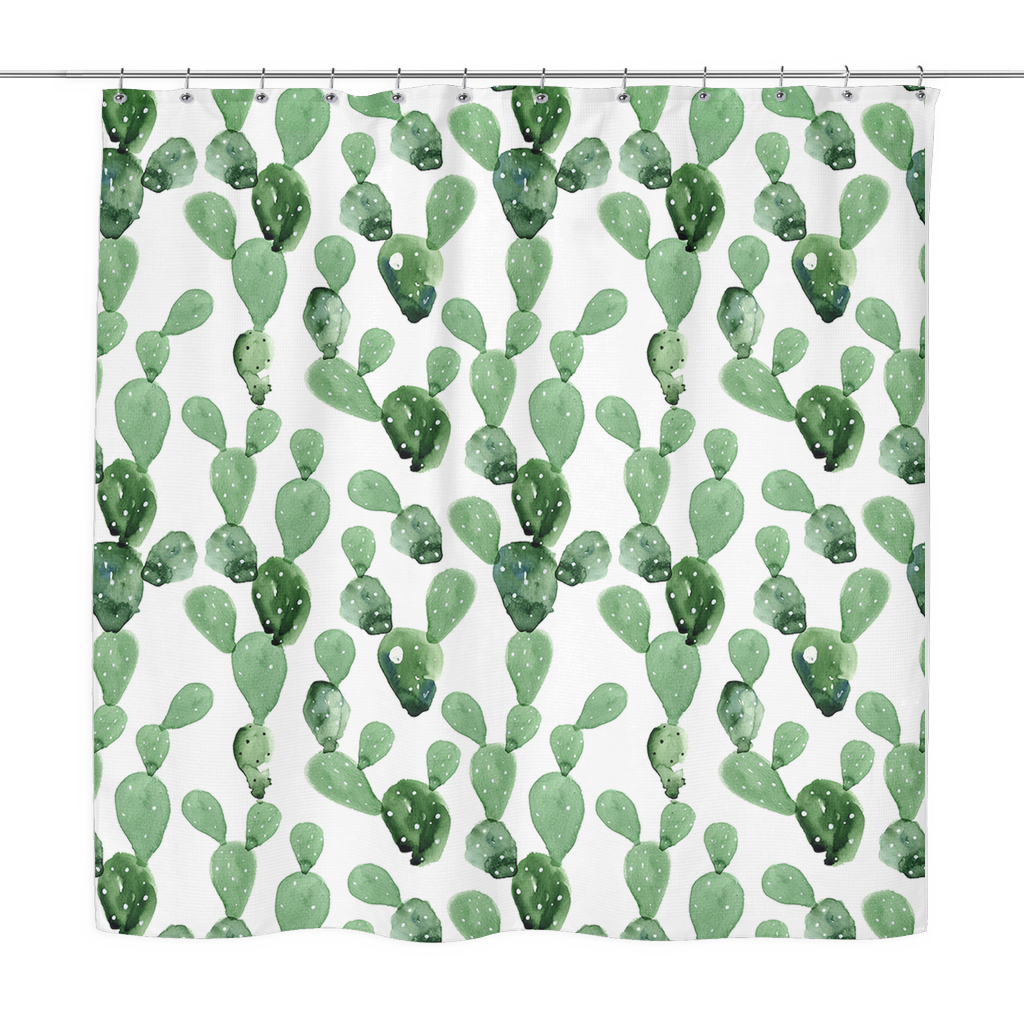 watercolour cactus shower curtain